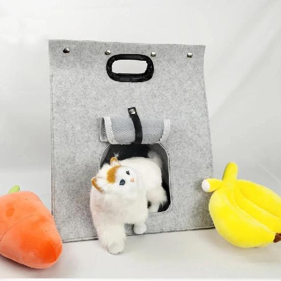 Multi-functional Pet Bed Felt Puppy Cat Washable Collapsible Cat Bed House Outdoor Pet Bag Breathable Mesh Four Seasons