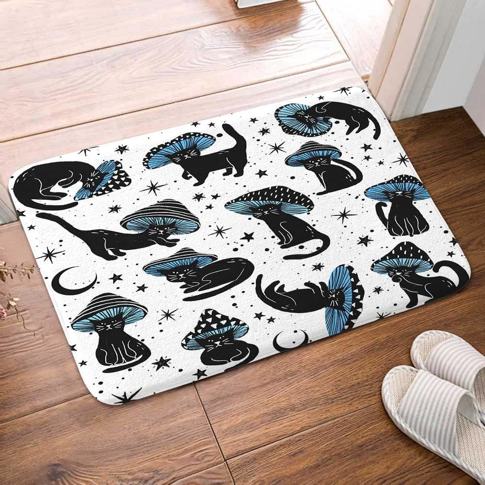 Cartoon Lustige Pilzkatze Fußmatte Niedliche Tägliche Heimdekoration Rutschfeste Matte Badezimmer Wasserabsorbierende Matte Flur Willkommensmatte
