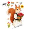 Renters Window Sticker Spring Fox Clings Cartoon Flowers Butterflies Glass Non-glue Decoration Removable Cute Animal Decals for Home Office Shop Decor