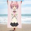 Puella Magi Madoka Magica Madoka Kaname Strandtuch Mikrofaser Schnelltrocknend Kawaii Badetuch für Pool Strand Reisen Anime Fans Geschenk