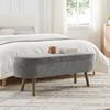 Multifunctional Bench, Soft Chenille, Wood Legs, Wood Frame, 20L Storage Space, 110x40x42cm, for Bedroom, Living Room, Shoe Bench, Hallway, Dark Gray