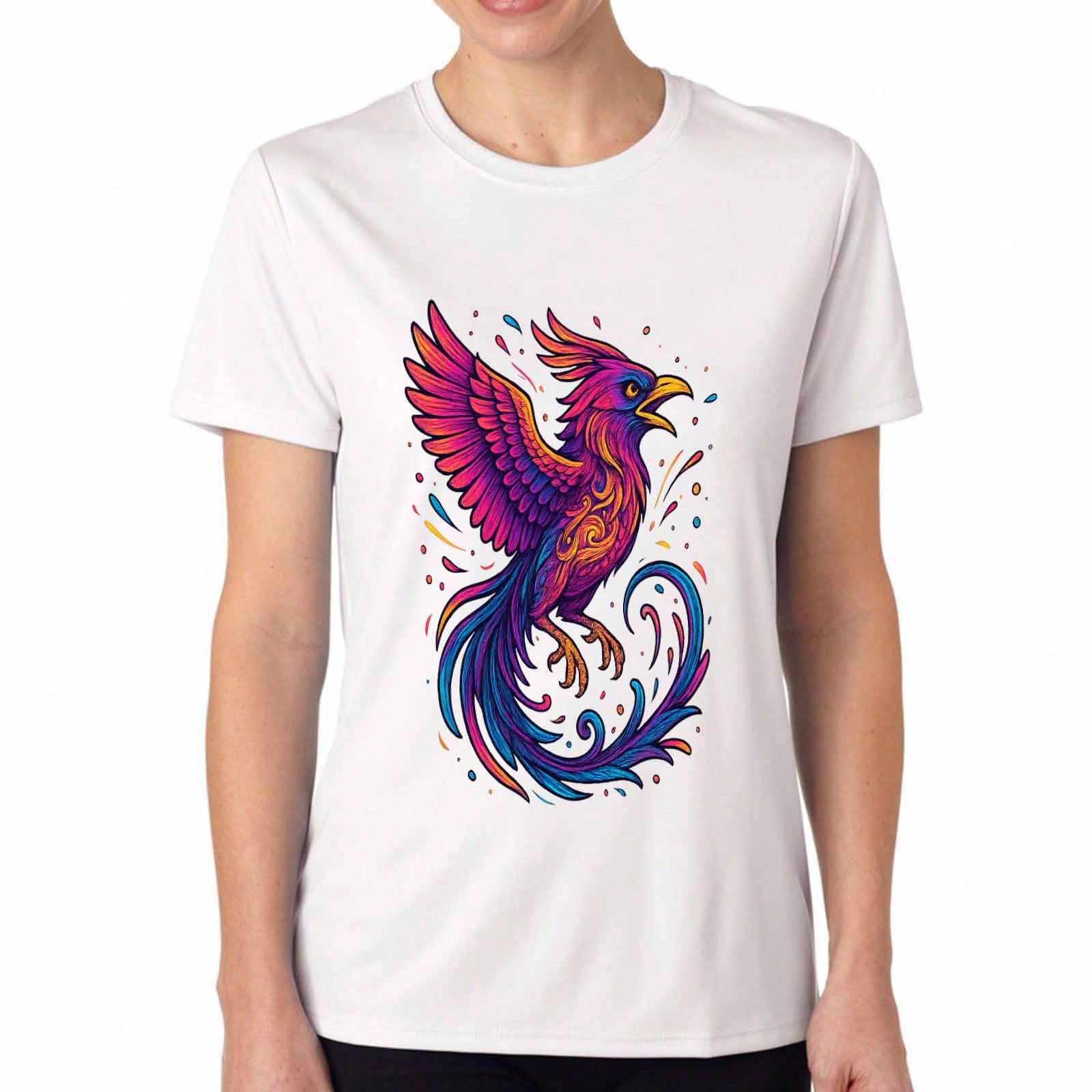 Colorful Phoenix unisex s Cotton T Shirt, Premium Cotton Quality Print, Durable And Longlasting, Casual And Fashionable. Express Yourself With This Un S разноцветный
