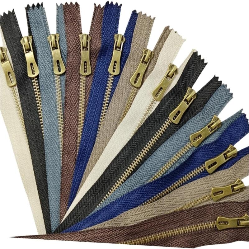12Pcs Heavy Duty Metal Zippers for Sewing Craft Tailoring Closed-end Zips Fastener Sewing Zippers for Clothing Repair