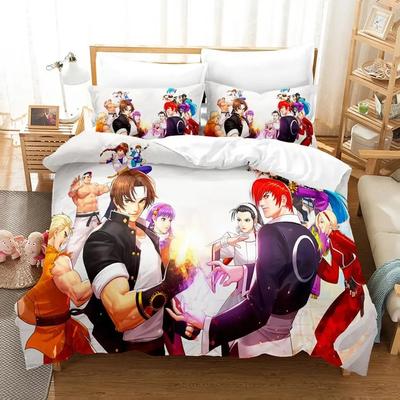 Anime The King Of Fighter Ložní souprava Chlapci Dívky Twin Queen Size Povlak na přikrývku Povlak na polštář Postel Děti Dospělí Domácí textil
