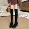 Grape Mom Has the Same Two-wear Knee Knight Boots, Thick-soled Velvet Thick-heeled Boots, and Inner Height-increasing Cashmere High Boots.