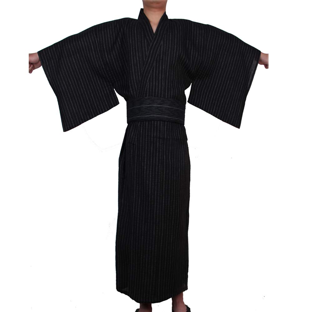 

Yifulove Хлопок и Лен Фестиваль Фейерверков Черная Мужская Юката, Юката, Одежда для Сна, Пижама, В Полоску, Лето, Осень, (Размер M, 1)