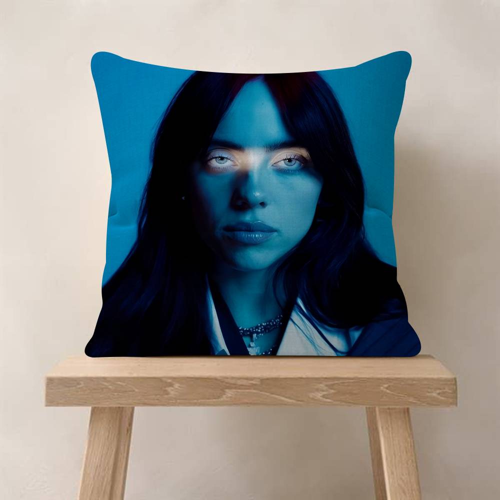 Singer B-Billie-Girl E-eilish Pillow Cushion Cover Pillowcase Living Room Sofa Home Decor Customized