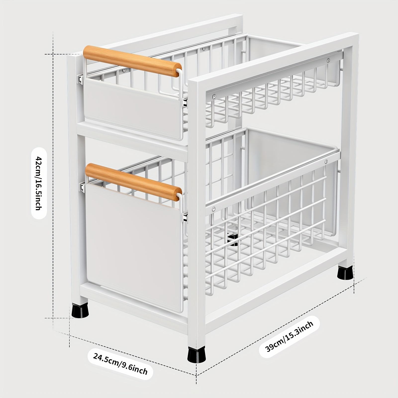 

Многофункциональный металлический органайзер для кухонного шкафа для закусок и ванных принадлежностей, выдвижной ящик для хранения, экономящий место 2 Tier белый