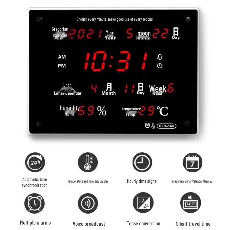 HANDUNYOULED LED Perpetual Calendar Electronic Clock
