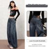 Women's Retro Wide-Leg Cat Scratch Patchwork Jeans - Autumn 2025 Collection