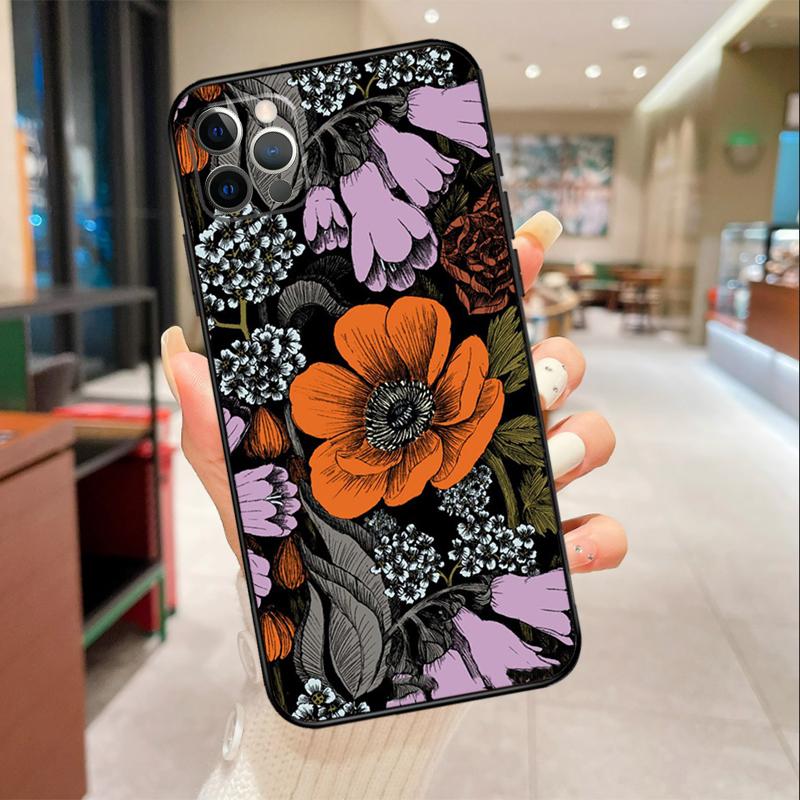 Painting Flowers Nature Leaves Phone Case For iPhone 17 16 15 14 13 12 11 Pro Max mini 16 Plus 16e 17 Air Protective Cover