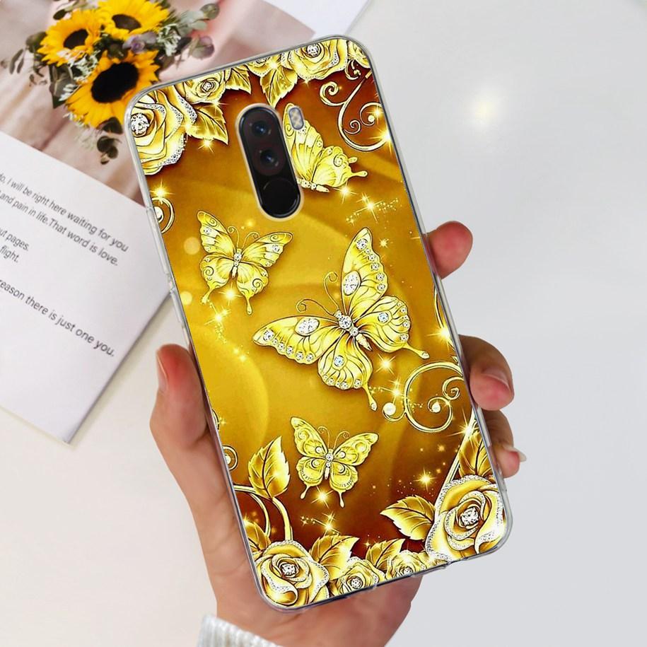 Para Xiaomi Pocophone F1 Funda Poco F1 Moda Flor Cubierta Silicona Suave Delgada Funda de Teléfono Para xiaomi Pocophone F1 Global F 1 Funda
