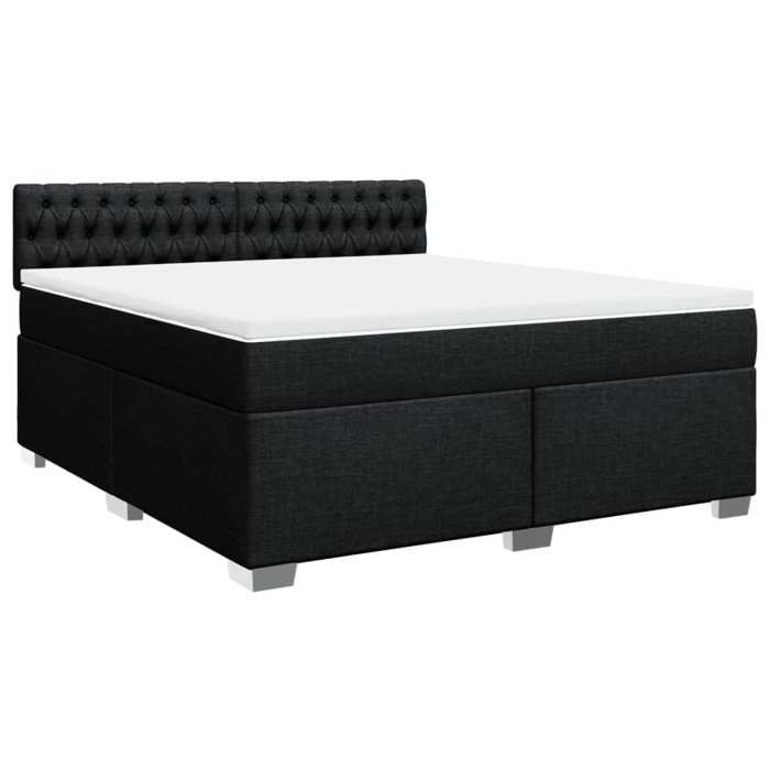 VidaXL Sommier à lattes de lit avec matelas Noir 180x200 cm Tissu, lit, lit à plate-forme, lit à panneaux, meuble de chambre 3285976
