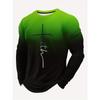Autumn Round Neck Color Block 'Faith' Graphic 3D Printed T-shirts Fashionable Casual Long Sleeved Men's T-shirts