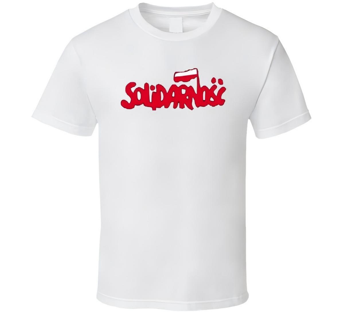 Solidarnosc Poland Union Red Script White T-Shirt XL белый