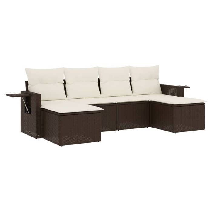 VidaXL Salon de Jardin avec Coussins 6 pcs, Canapés de Terrasse, Ensemble de Meubles de Patio, Mobilier d'Extérieur, Marron 3220522