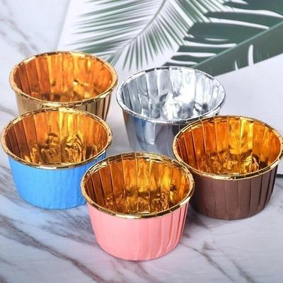 50 Unidades/conjunto Copo de Rolo Grosso com Revestimento Dourado e Prateado Copo para Cupcake Assadeira de Alta Temperatura Suprimentos para Assar