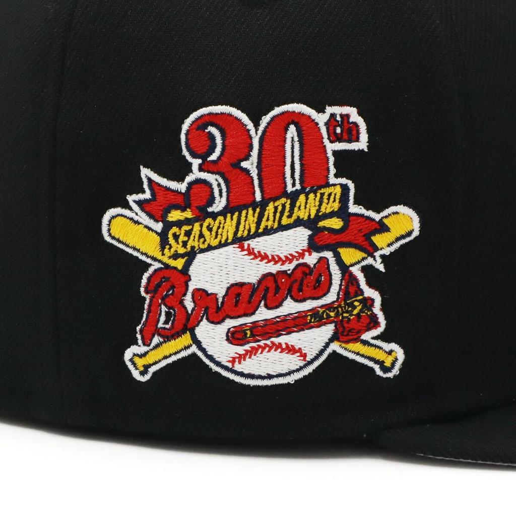 New Era 59FIFTY Cap MLB Atlanta Braves ATL Black Side Patch Under Exclusive to and Side Flat Deeper UV Trendy Functional Hat (14562014, NER35C7098),