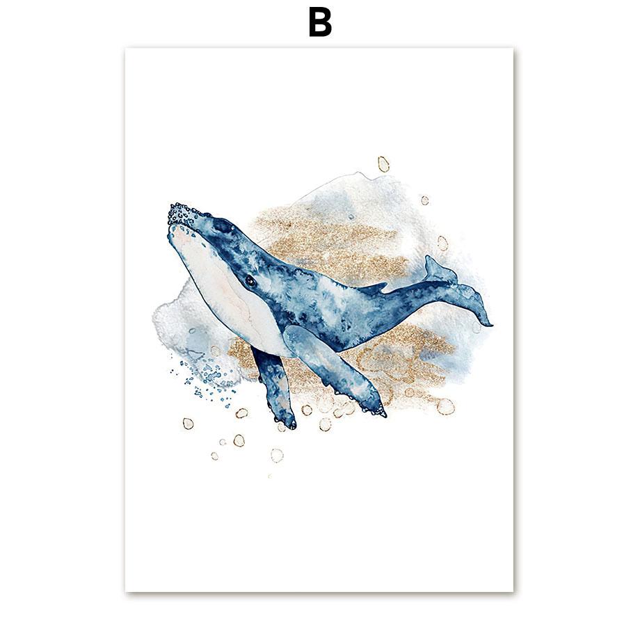 Seahorse Octopus Manta Ray Whale Jellyfish Wall Art Canvas Painting Nordic Posters And Prints Wall Pictures Baby Kids Room Decor