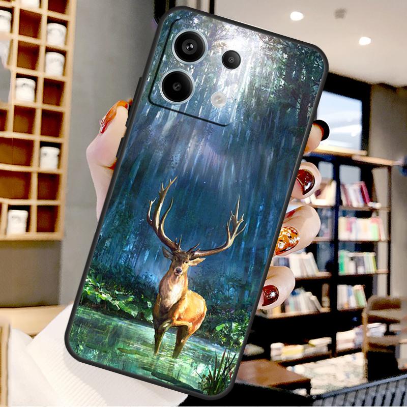 Animal Deer Art For Xiaomi Redmi Note 14 Pro 9 10 11 12 13 15 Pro Plus Case For Redmi 15 15C 14C 12C 10C 13C