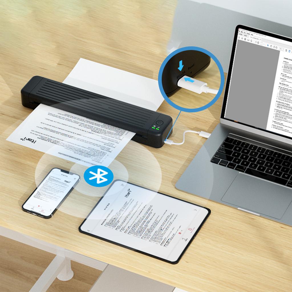 A5A4 taśma węglowa druk Bluetooth biuro mała przenośna drukarka termotransferowa A4