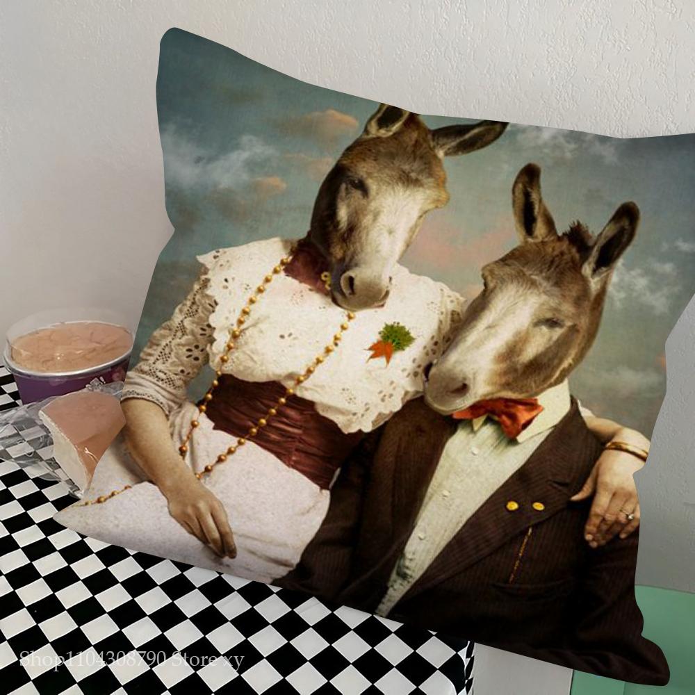 1 Stück Abstrakt Lustiges Tier Esel Kissenbezug Quadrat Schlafzimmer Sofa Freizeit Komfort Kissen Auto Wohnzimmer Heimdekoration