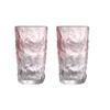 285ml/380ml Pink Beverage Cup Art Design Glacier Patterned Glass Cup Trendy Cocktail Glass Transparent Juice Tea Cold Drink Mugs