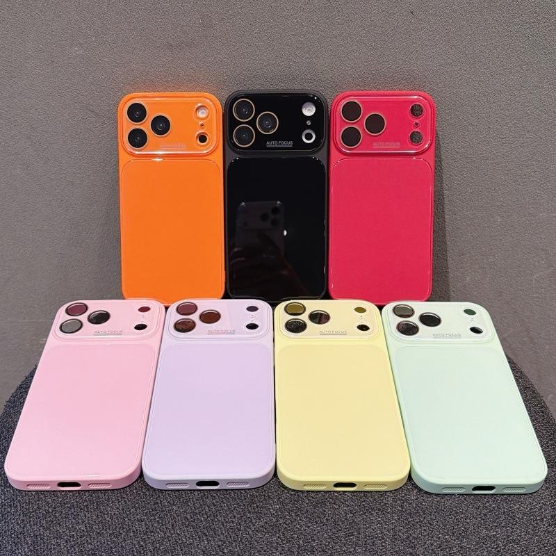 Solid Color Full Coverage Anti Drop Shockproof Glass Phone Case For Multiple Iphone Models