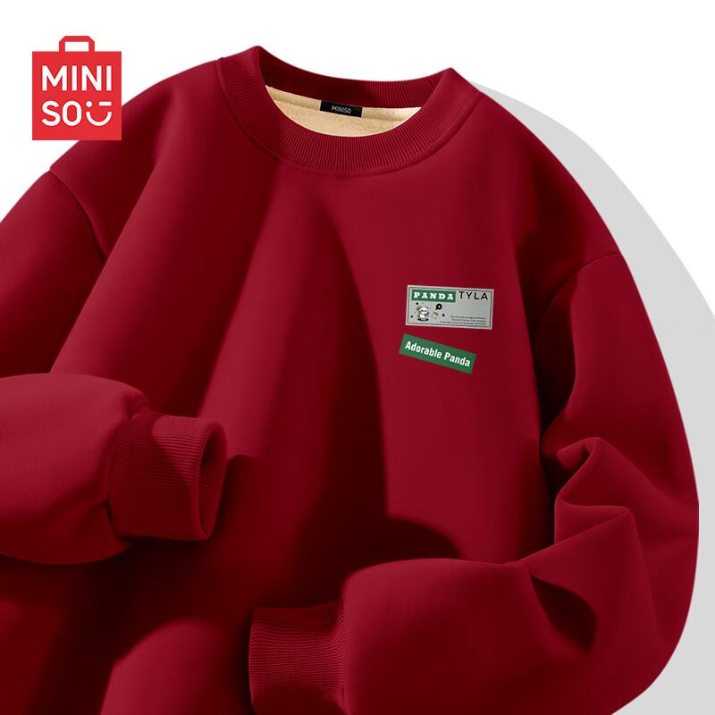 MINISO Men's Winter Plush-Lined Round Neck Sweatshirt