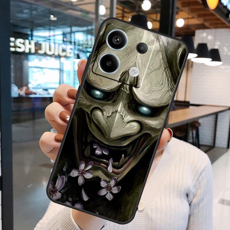 Japanese Oni Hannya Demon Mask Case For Xiaomi Redmi Note 13 Pro 10 11 12 14 15 Pro Plus Redmi 15C 14C 10C 12C 13C 15 Cover