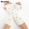 Botvotee Fingerless Gloves Sleeves for Women Y2k Accessories Arm Warmers Knit Winter Warm Long Sleeves Cute Hands Free Gloves
