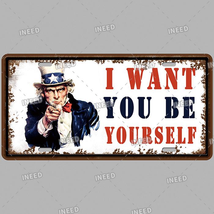 INEED Vintage Wall Decor Car License France Newyork USA Flag Metal Plate Garage Car Number Metal Signs Motor Decorative Tin Sign