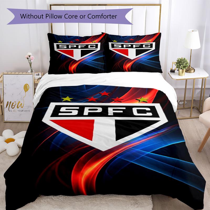 Paulo Fc Emblem Printed Pattern Duvet Cover Set – Includes 1 Duvet Cover and 2 Matching Pillowcases Bedroom Decor Christmas Gifts