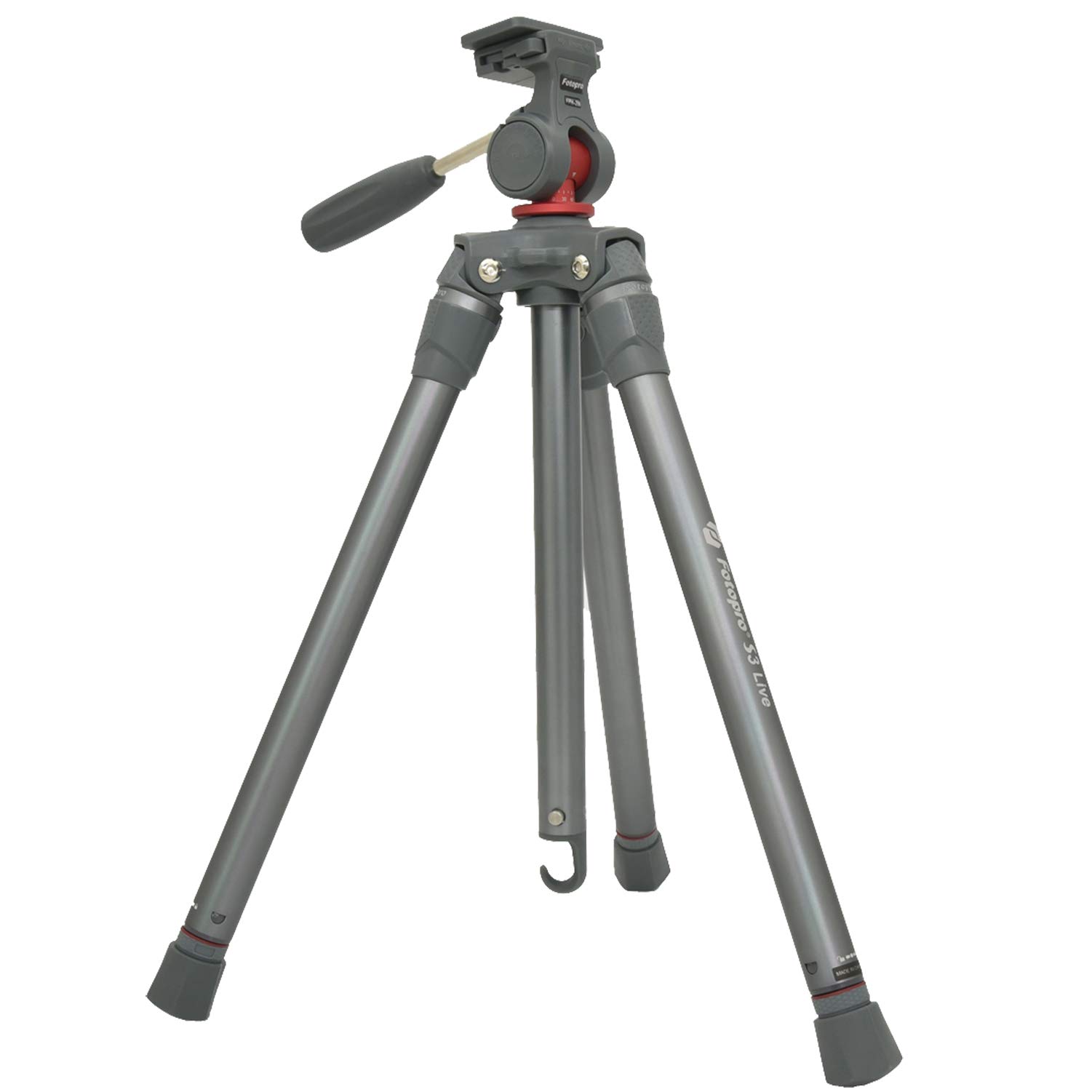 

Fotopro S3 Live RD Aluminum Tripod with 817860 4-Section 2-Way Head, Red,