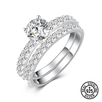 Wedding Engagement Crystal Zircon Band Ring Sets For Women Gifts 925 Sterling Silver Rings Anniversary Fine Jewelry