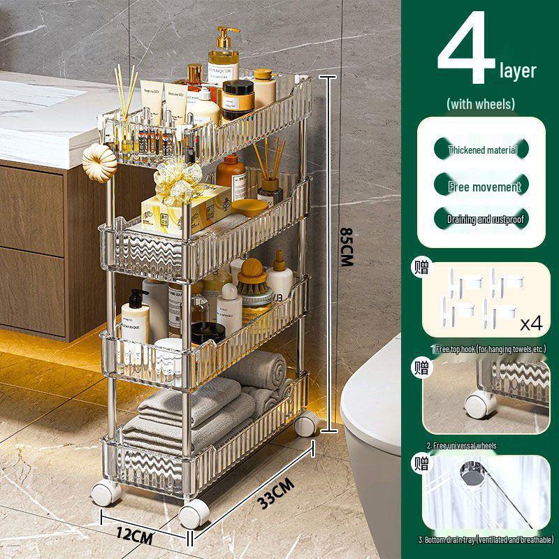 Compact Multi-Layer Mobile Storage Rack for Kitchen, Bedroom, or Bathroom