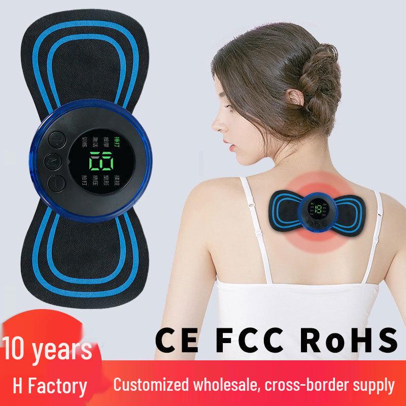 Tragbares EMS Nacken- und Schulter-Pulsmassagegerät: Intelligentes Mini-Massagepflaster für Elektrotherapie.