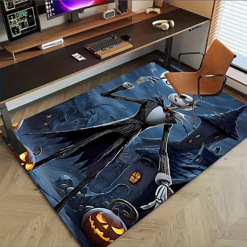 1pc Jack Skellington Halloween Carpet Anti Slip Polyester Floor Mat for office.Bedroom