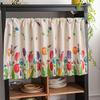 2024 Tulip Printed Short Curtains 3 Sizes Dustproof Skin-friendly Cotton Linen Curtain Wine Closet Curtain