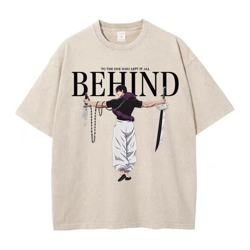Harajuku Anime Jujutsu Kaisen Fushiguro Toji Printed Washed T Shirt Men Vintage Cotton T-shirts Manga Tee Hip Hop Male Tshirt