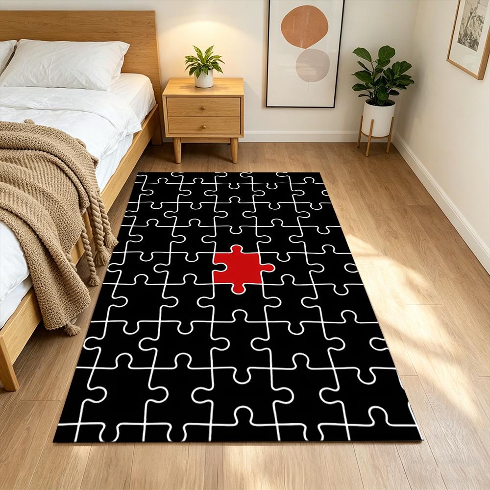 Colorful Puzzle Pattern Background Non-Slip Home Carpet Design for Office Decor Living Room Bedroom Gift