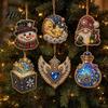 Decorative Ornaments for Dormitories 6 Pcs Christmas DIY Faux Pearl Painting Kit Ornaments Rhinestone Art Indoor Outdoor Party Decor Tree Hanging