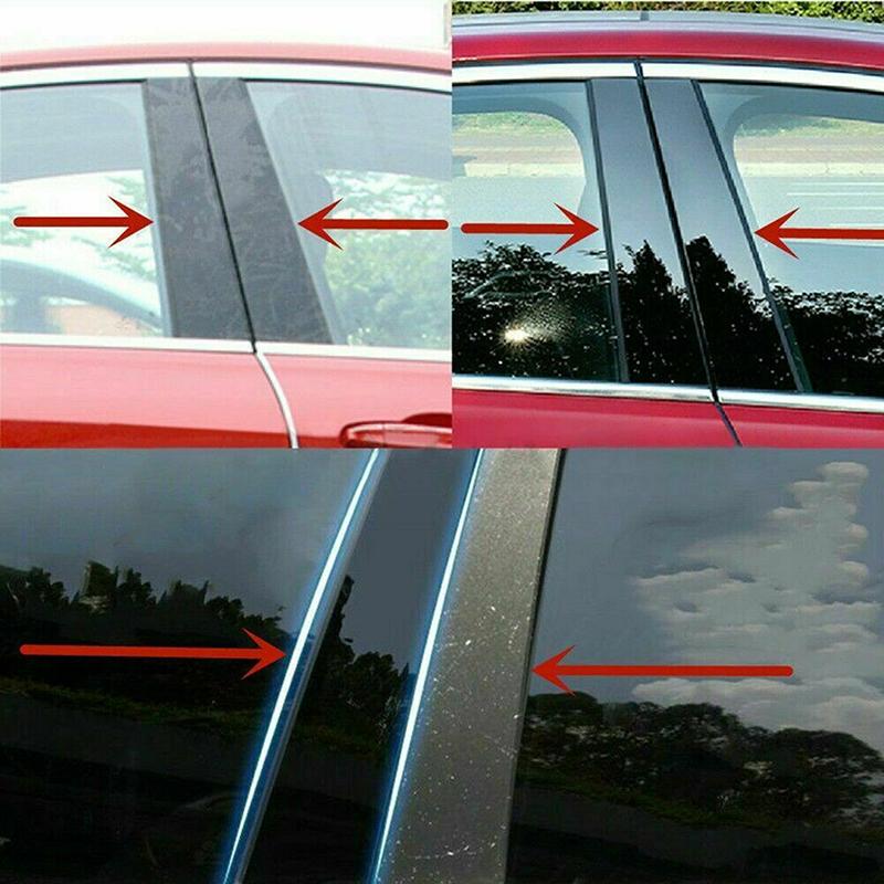 6Pcs Glossy Black Pillar Posts Window Door Moulding Trim Cover Exterior Accessories For For Toyota Sienna 2002-2009