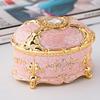 Elegant Oval Jewelry Box With Rhinestone Decor Zinc Alloy Gift Case Women Birthday Wedding Travel Souvenir Storage