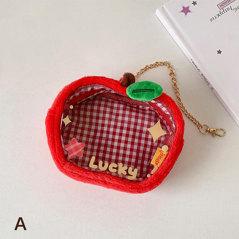 

Инс Красный Яблочный Брелок Аксессуары Милый Прозрачный ПВХ Кукла Сумка для Хранения Подвеска для Студенческого Рюкзака Подарки для Девочек
