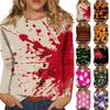 Women's Long-sleeved Loose-necked Halloween Print Casual Top, Suitable for Holiday Parties