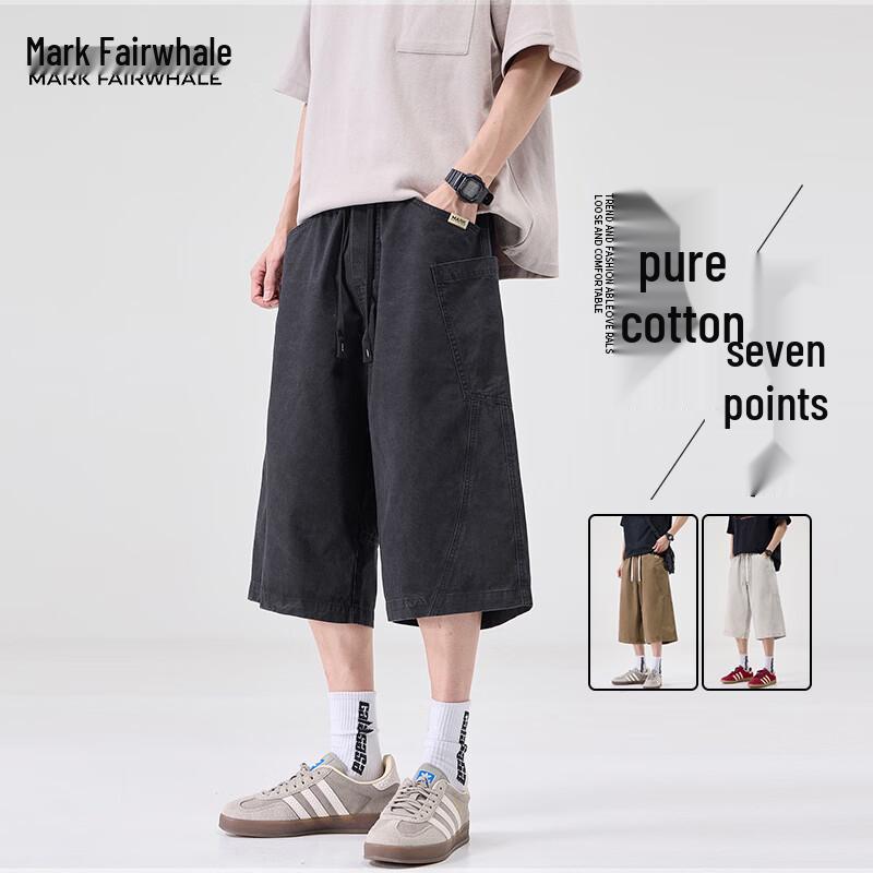 Mark Hua Fei Men s American Workwear Loose Fit Cotton Capri Pants 4XL чёрный