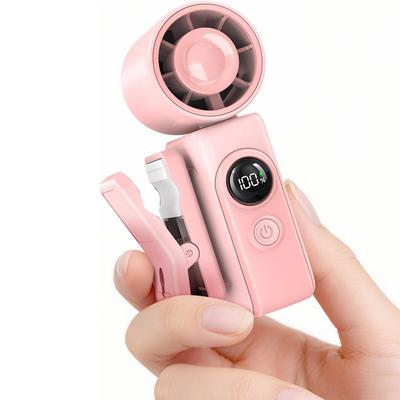 Portable Clip-On Mini Fan, Hands-Free, Turbo Personal Handheld Fans Rechargeable W/ 4 Wind & LED Display, Pocket Size Summer