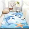 3D Printing Two Dolphins Cartoon Print Carpet for Bedroom Living Room Bedside Floor Mat Modern Home Decor Area Rug Luxury Gift