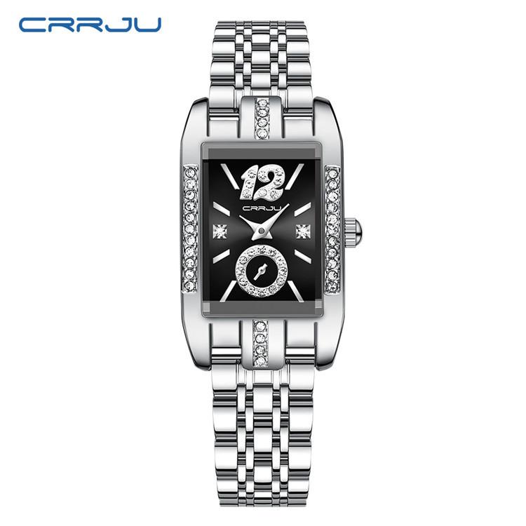 CRRJU New Watch 5017 Women's Watch Stainless Steel Strap Simple Square Business Fashion Watch